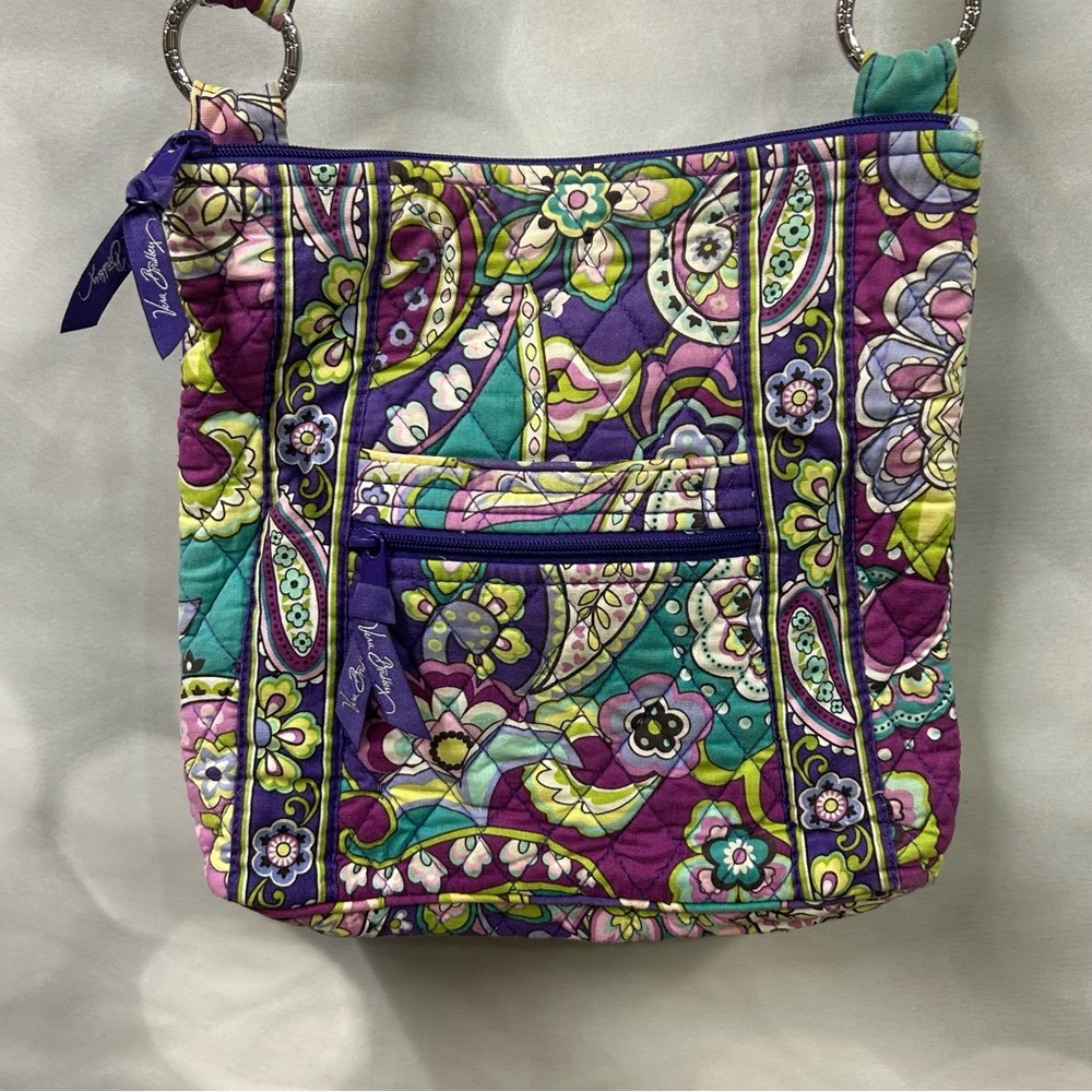 Vera Bradley Purple Punch crossbody bag (11” x 10 1/2” x 2”) polka dot interior‎
